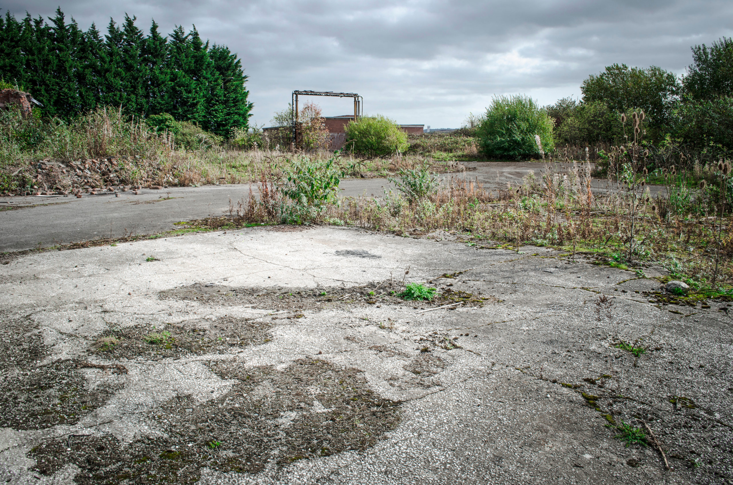brownfield land, site of former chemical factory recently demoli
